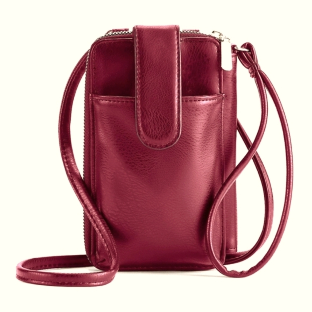 Mundi Jacqui RFID Blocking Faux Leather Crossbody Zip Bag Wallet on a String